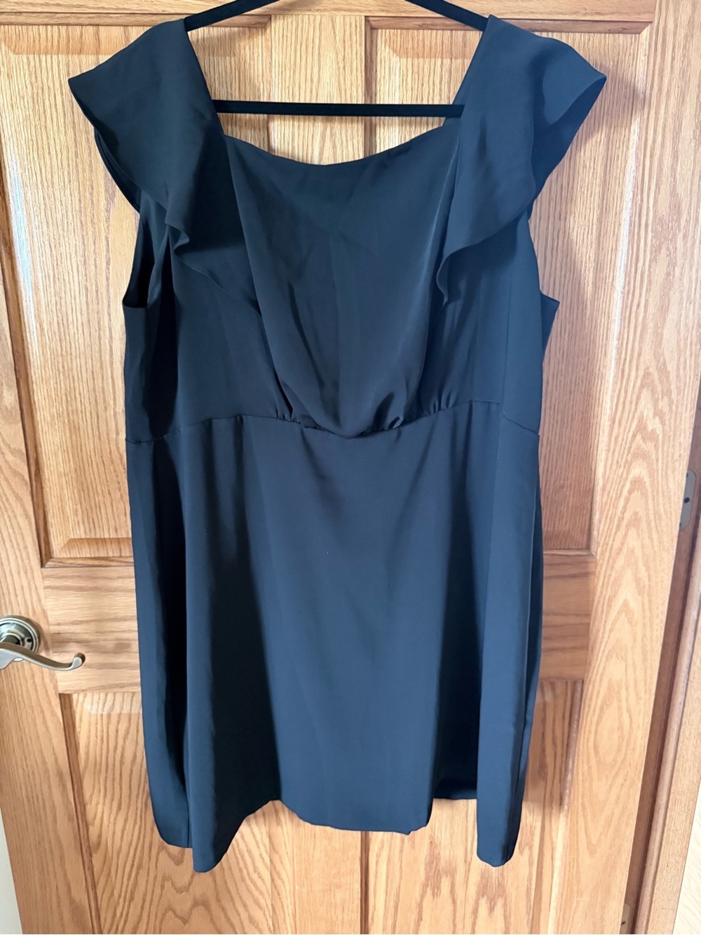 LOFT Plus Black Ruffle-Shoulder Dress